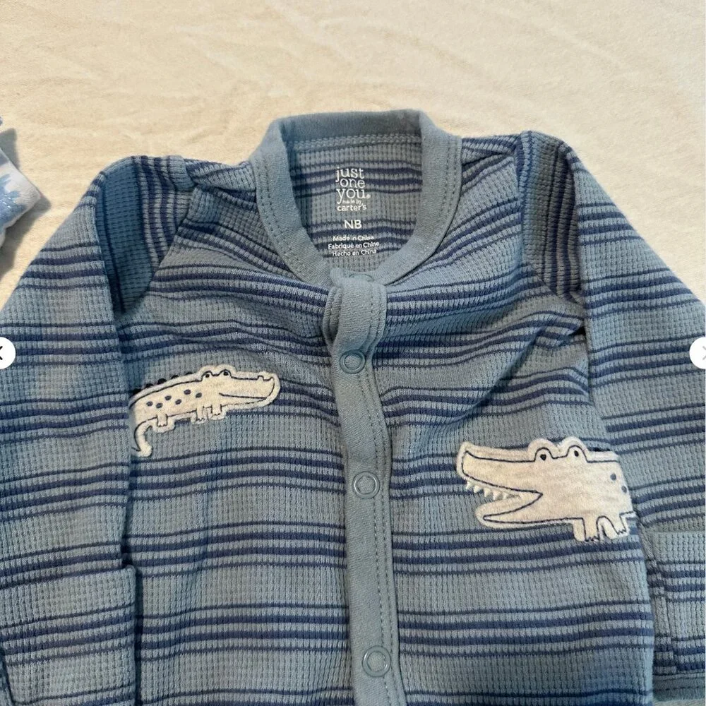 Newborn Baby Boy Clothing Lot 8pc‎ Carter’s Gerber Sleepers Hats NB